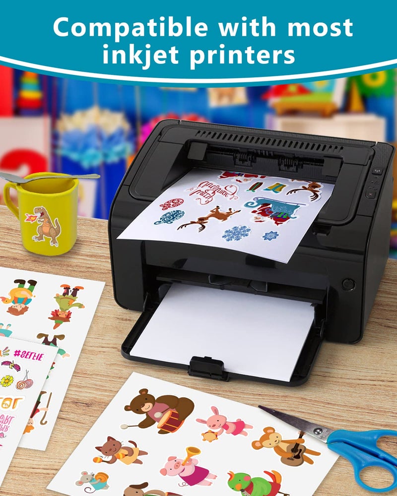 QYH Premium Printable Vinyl for Inkjet Printer-20 Matte Sticker Paper Waterproof 8.5"" x 11"" White Labels - Image 3